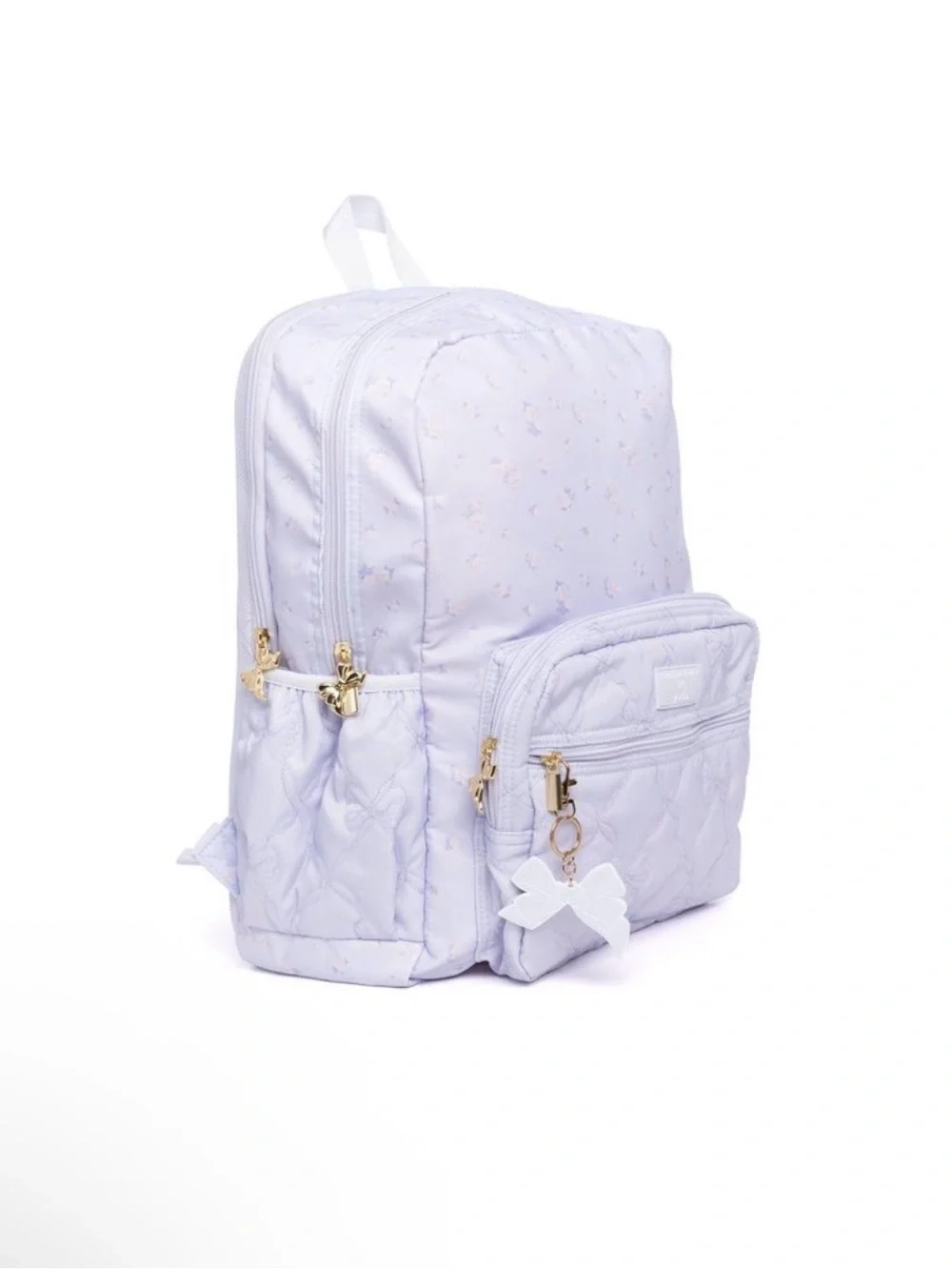 LoveShackFancy Lavender Quilted Kids Backpack with Bow Charm